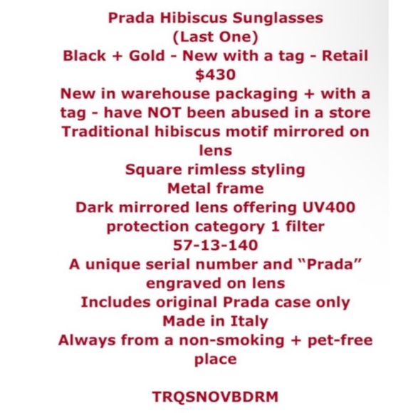 $430 Prada Hibiscus Sunglasses Black + Gold Square Rimless Dark Mirror Lens NWT - Picture 2 of 13